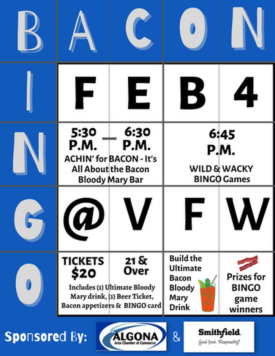 Frostbite Olympics Bacon & BINGO Feb 4, 2023 Algona Area Chamber